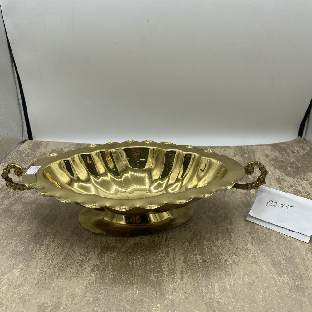 Brass Console Trinket Fruit Bowl India Hampton Brass Wrought Handles Pedestal